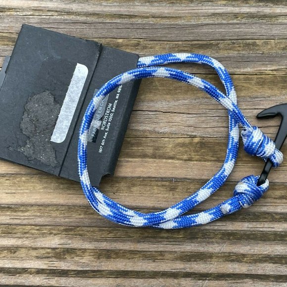 Public Opinion Bracelet Men Wrap blue and white Nylon Wrist Band Black Anchor - Picture 9 of 10